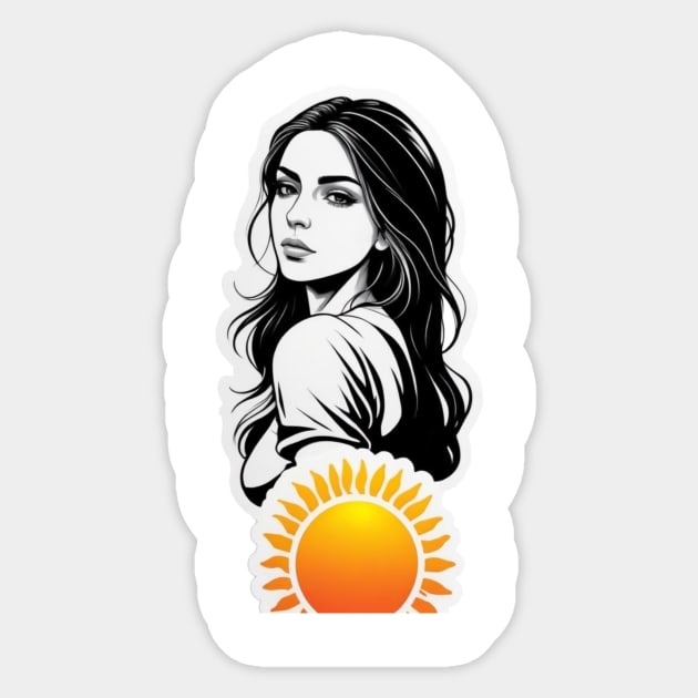 girl with sun Sticker by NeyPlanet